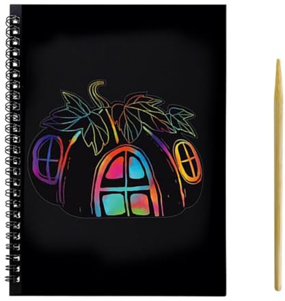 - 180 g Regenbogen-Papier | Rubbelpapier-Notizbuch für Kinder, , Mädchen, schwarzes Kritzelei-Block für Klassenzimmer, Kindergarten, Kunst, Handwerk, kreatives Partygeschenk zum Geburtstag
