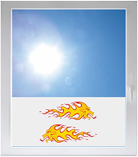 INDIGOS UG - Fensterfolie Blickdicht Ornament Blumen Tribal - 800x500 mm - Sonnenschutzfolie Fenster - Sichtschutzfolie Fenster Bad, Küche, Fenster, Milchglasfolie