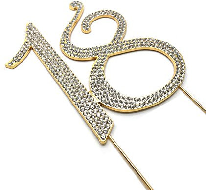 World of Sparkles 12cm Curly Cake Toppers with Clear Diamante Rhinestones Diamonds with Gold Base for Anniversary, Birthday Kids Children Adults Party Shows Functions