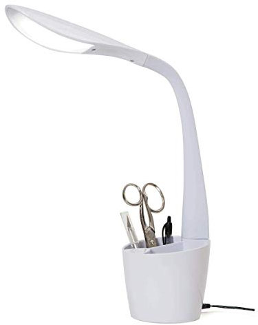 PURElite LED Hobby Table Light – Table Lamp & Desk Lamp, Flexible Neck, 4 Brightness Setting, Natural LED Daylight Bulbs for Reading, Needlework, Sewing, Crafting, Mains Operated