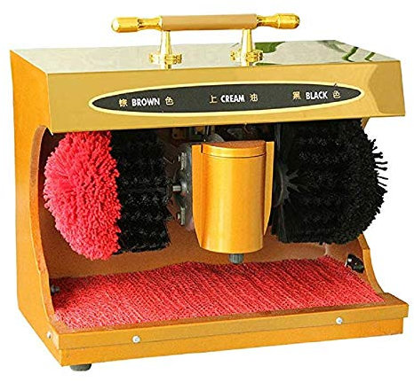 Fayelong automatische Schuhcreme-Maschine, elektrische Stecker-Schuhcreme und Glanz-Maschine mit 2 Bürsten (Gold)