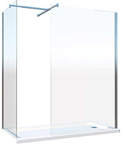 Doppia Parete Doccia Walk-in Con Braccio Di Sostegno Superiore A T Vetro 8 mm Reversibile (73-75 x 118-120 H 200 cm)