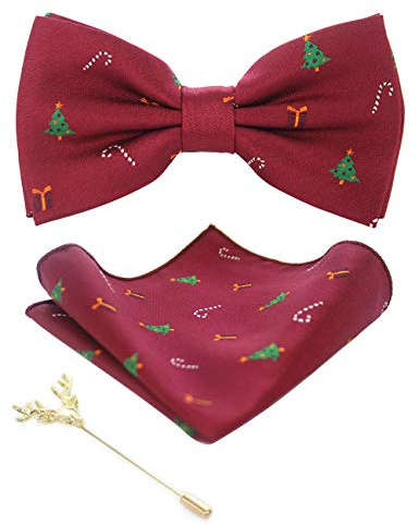 JEMYGINS Herren Weihnachts Fliege und Einstecktuch Set