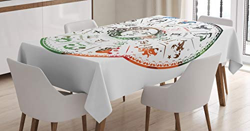 ABAKUHAUS Blume Tischdecke, Gladiolen Muster, Personalisierter Druck mit Klaren Farben Waschbar Wasserfest kein Verblassen, 140x170cm, Gelbe Koralle und Grün