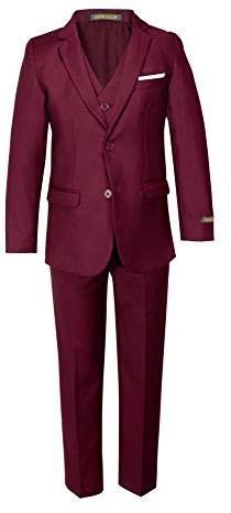 Spring Notion Boys' Modern Fit Burgundy Suit 3-Piece Set 16