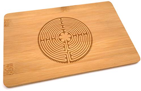 Samunshi® Holzbrett mit Gravur Labyrinth von Chartres aus Bambus Brett Schneidebrett klein Brotzeitbrett Holz Schneidebretter Holzbrett Küche