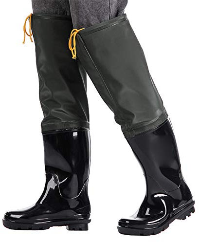 QTDZ Waders Súper Altos Engrosados ​​Hombres Mujeres Pantalones De Agua Botas De Goma De Lluvia Multiusos Botas De Pesca Ligeras Resistentes Al Desgaste Zapatos Agua PVC Antideslizantes,Negro,40 EU