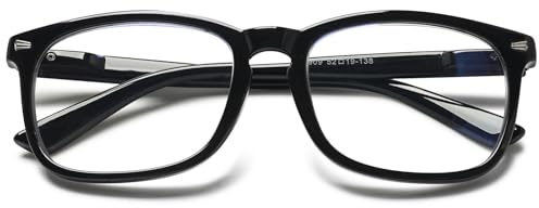 MAGIMODAC Anti-Blaulicht Lesebrille Rechteckige Damen Herren Anti Blaues Leicht Lesebrillen Federscharnier Computer-Lesebrillen Hell Schwarz +1.00