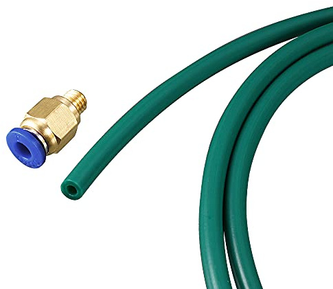 sourcing map Pneumatique PTFE Air Tubes Tuyau Trousse 4mm Diamètre Externe 2mm Diamètre Interne 1M Longueur Vert avec M6 Rapide Raccord