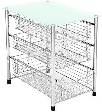 HiveNets 3-stufige Korb-Organizer-Schublade mit Gitterregalen aus Gehärtetem Glas für Gewürzregal Arbeitsplatte Küche Badezimmer Büro