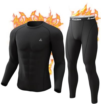 CL convallaria Thermounterwäsche Herren Atmungsaktiv Thermoaktiv Funktionsunterwäsche Innenfleece Skiunterwäsche Weich Thermo Unterwäsche Set