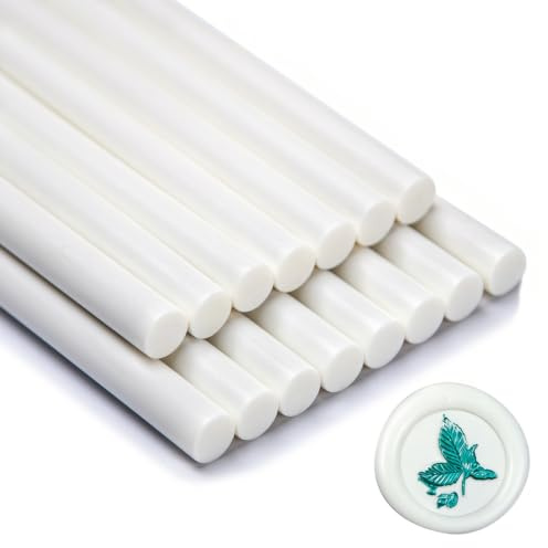 Wachssiegel Stock, Zifospy 15 Stück Klebepistole Wachs Siegel Stock für Siegellack, Siegellack Stock für Hochzeitseinladungen, Karten, Umschläge (White)