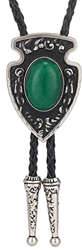 DELIGUO Bolo Ties Krawatte Für Herren - Naturstein Fischkuchen Western Cowboy Krawatte, Männliche Und Weibliche Hochzeit Kostüm Zubehör Leder Seil Schmuck Halskette