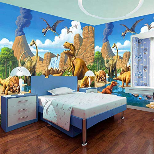 DAISHIHAN SIBUHUAU 3D Wandbild Tapete Lakeside Dinosaurier Tyrannosaurus Kinderzimmer Schlafzimmer Fotografie Hintergrund 3D Kindertapete
