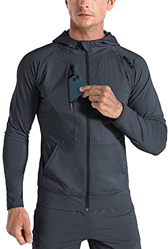 BROKIG Leichte Laufjacke Herren Hoodie Fitness Sportjacke L