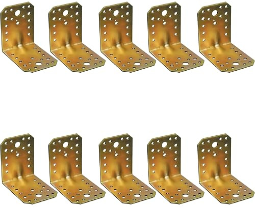 Set 10 Piastre Angolari Nervati per travi-Squadretta di Giunzione Angolare-Staffa Supporto travi-Piastra di Fissaggio Staffa ad Angolo per Porticati,Pergolati e Gazebo(Tropicalizzata, 40 x 45 x 45 mm)