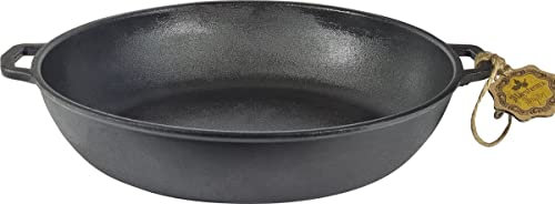 Bratpfanne aus Gusseisen ø 26 cm – Hochwertig & PFAS-frei – Ideal für Induktion, Grillen & Backen – Outdoor BBQ-Pfanne – Vielseitiges Kochgeschirr in Mattschwarz - Schwarz