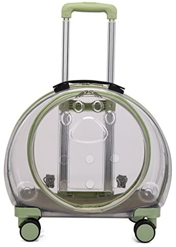 KITCISSL Katzentransportbox Hundewagen Multifunktionaler Transportbox für Kleine Hunde, Transportbox Katze Hunderucksack mit Rädern, Katzenbox Trixie Transportbox mit Großem Raum (Color : Green A)