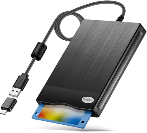 Chuanganzhuo Lecteur de disquette externe 3,5 USB de type A & C, lecteur de disquette 3 1/2 pour PC, ordinateur portable et ordinateur portable - Texture brossée