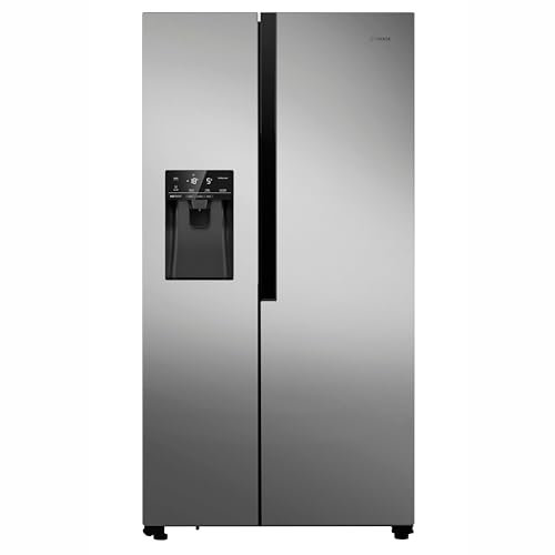 Teknix THSBS1791INX American Side by Side Door Fridge Freezer - 562L Capacity - Frost Free - Non-Plumbed Water Dispenser - Stainless Steel, H178.7 x W91.0 x D69.0 (cm)