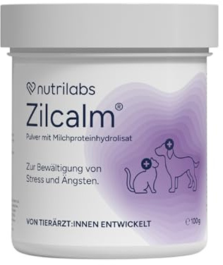 NutriLabs Zilcalm Beruhigungspulver für Katzen & Hunde - 100g - Mit Milchprotein, Ashwagandha, Probiotika, L-Tryptophan uvm. - Beruhigungsprodukte für Haustiere - Nahrungsergänzungsmittel Katze & Hund