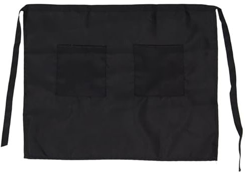 XPJYUA Arbeitsschürze Schwarze Kellner-Kellnerin-Tasche, kurze Schürze mit halber Taille, Küche, Kneipe, Bar, Restaurant, Baumwolle, Schleife, kurze Schürze mit halber Taille