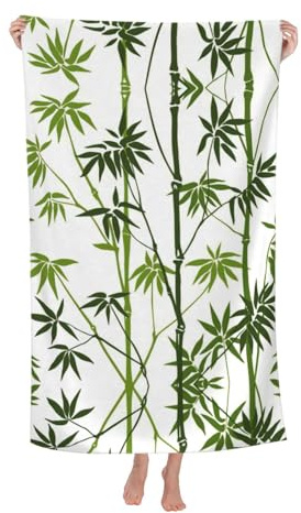 KoNsev Green Bamboo Print Tropical Nature Plant Microfiber Beach Towels,Bath Towel, Absorbent And Quick Dry Towel Set,Travel, Summer, Sport, Swimming, Yoga