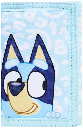 Bluey Wallet for Kids Trifold Wallet with Zipped Coin Purse Pocket and Clear ID Slot Cash Slot for Travel Holidays Back to School Gift for Kids (Bluey)