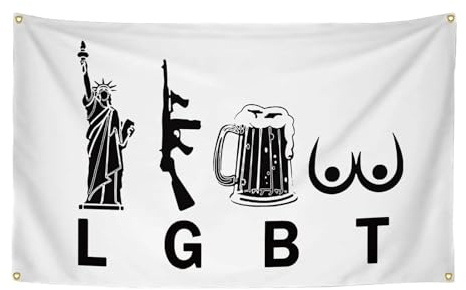 Gu-n Beer Tits Drapeau LGBT drôle | LGBT Libertys Beer Tits Tapisserie Murale,Drapeaux De Dortoir Avec Œillets En Laiton 3x5 Pieds,drapeaux de dortoir,décoration murale,décoration de jardin de maison