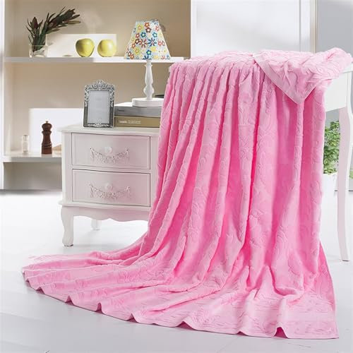 Lifup Kuscheldecke Flauschig Decke, Weiche Baumwolldecke, Vielseitige Wohndecke für Sofa, Tagesdecke, und Couch Rosa 200 x 230 cm