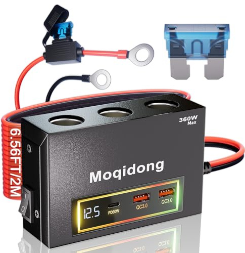 Moqidong Zigarettenanzünder Steckdose: Auto 12V Steckdose 15A Einbau 12 Volt Steckdose 3Fach 12V Zigarettenanzünder Buchse PD30W USB Steckdose QC3.0 2M 12V Verlängerungskabel 12V Einbausteckdose