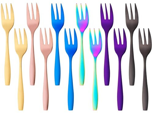 GRÄWE Fourchettes à dessert, série Königstein, 12 pièces, set de petites fourchettes, fourchettes à fruits, à gâteaux et amuse-bouche, acier inoxydable, multicolore, lavable au lave-vaisselle
