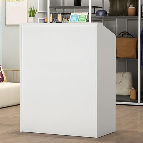 Moderner weißer Empfangs-Schreibtisch mit abschließbarer Schublade, für Büro, Podiumtisch, Arbeitsplatz für Zuhause, Salon, Gastgeberin, für Restaurant, Vorbüro, Sekretär-Schreibtisch (152,4 cm)