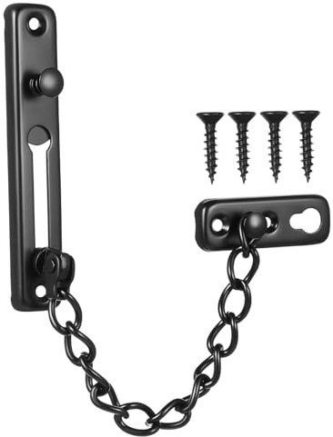 DOITOOL Front Door Chain Lock Thick Stainless Steel Security Chain Screws Child Safety and Anti-Theft Black Suitable for Homes Hotels and Balconies
