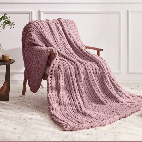 Negwoo Chunky Knit Throw Blanket, Knitted Throw Chenille Yarn, 50*60