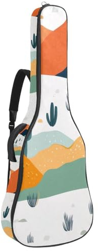 Gitarrentasche in voller Größe, 101,6 cm, 104,4 cm, 106,7 cm, Tragetasche für E-Bass, klassische Gitarre, weißes Oktopus, nahtloses Muster, Mehrfarbig 04, 42.9x16.9x4.7 in, Lässiger Tagesrucksack