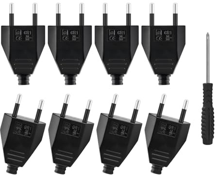 Stücke Eurokupplung Flach, Euro Kupplung 230v Flach,Schuko Kupplung Flach, Eurostecker Flach für Schuko Stecker Flach(Weiß),Kupplung 230V (Black, 8 Stücke)