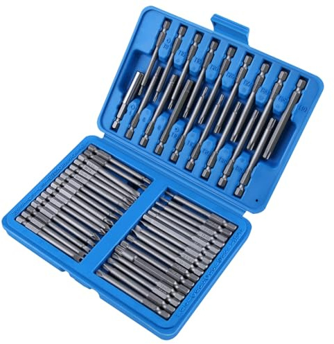 SPEEDWOX 50pcs ensemble d’embouts de sécurité avec boîtier 3 Kit de conducteur magnétique Extra Long embouts de tournevis de perceuse embouts de tournevis inclus Star, TP Star, embrayage, Torq