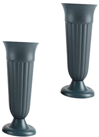 Garneck 2 Pezzi vaso cimiteriale portafiori cimitero vasi cimitero Vasi per decorazione funebre vaso conico vasi per fiori tomba vasi a cono cimiteriale fioriere cimiteriali plastica Green