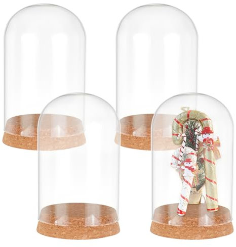 YBAAKZIIR Dôme d'affichage en Verre ， Lot de 4 Cloches en Verre Transparent 8 x 12,9 cm