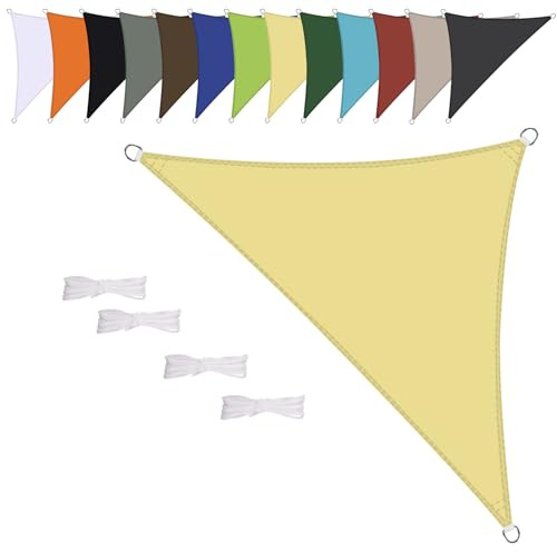 Vela ombreggiante Triangolare 1.6x1.6x2.3m Impermeabile Tenda a Vela Parasole Protezione Solare Anti UV per Giardino Esterno Terrazza-Beige