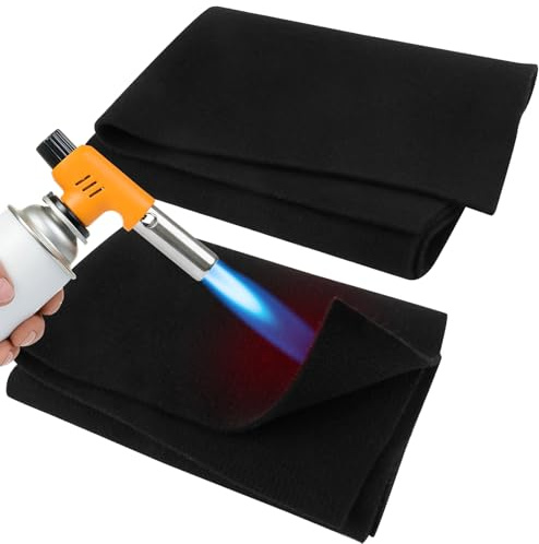 UNIFAMILY 2 PCS Carbon Felt Welding Fire Blanket for Welding Table Fireproof Heavy Duty Flame Retardant Protective Mat Up to 1800°F for Grill Stove Pit Soldering Welders (20x20 inch)
