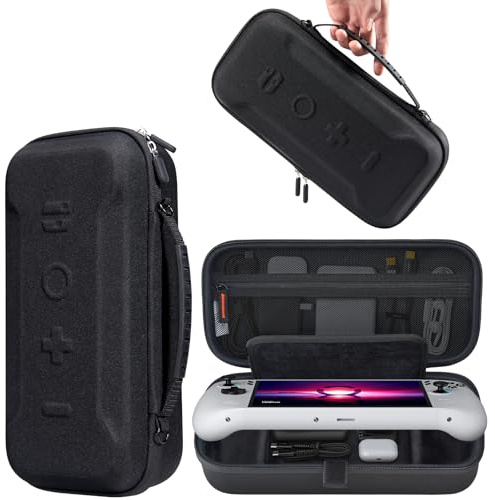 JSAUX bärväska för Lenovo Legion Go/Go S och Go 2, stort hårt resefodral | med skärmskydd och handtag, förvaringsväska för konsol, handkontroll och dockningsstation, svart