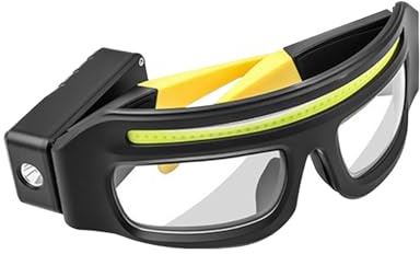 Lunettes de VTT – Lunettes de sécurité avec lumière rechargeable de type C | Lunettes de protection anti-buée pour le soudage, la moto, l'équitation, le sport, les aventures, 16 x 8 x 6 cm