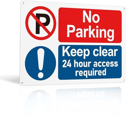 No Parking Sign Outdoor, 30x20cm Keep Clear 24 Hour Access Required Sign