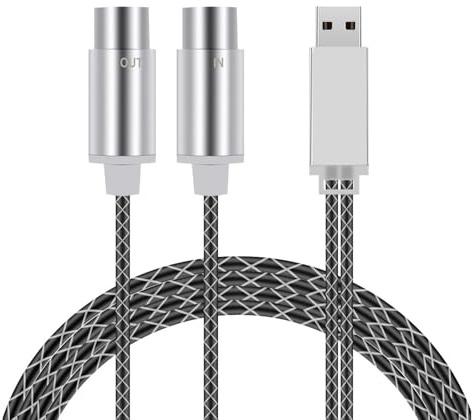 POENVFPO Tremolo 5-Pin-MIDI-zu-USB-Kabel, 5,9 Fuß Hochgeschwindigkeitskonverter für Musiktastatur, PC-Aufnahme, Digitalpiano, Schlagzeug