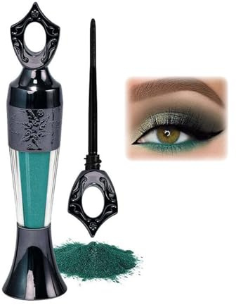 Clawrex Kohl Powder Eyeliner, Grün Puder Eyeliner, Wasserfester Augenliner für Smokey Eyes, Hochpigmentiertes, Wasserfest & Wischfest, Schwarzes Augenpuder für Party, Halloween & Alltag (4#Grün)