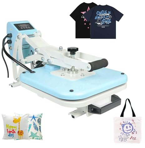 Professional 38x38cm Sublimation Heat Press Machine, Automatic High Pressure Electric with Magnetic Slider Drawer, Digital Control for T-Shirt, Fabric, Mug Printing