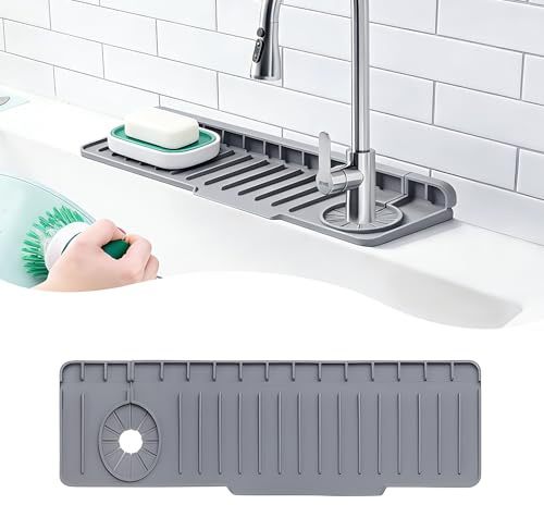 Volminex Alfombrilla Fregadero Cocina de Silicona Unilateral, Gris 50cm