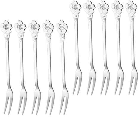 SUPVOX Forchette per Degustazione di Dolci in Acciaio Inox 10 Pezzi, Accessori da Cucina per Buffet e Bomboniere
